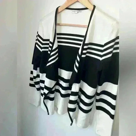 Jacqueline de Yong Womens Striped Black White Open Preppy Prep Sweater Small - Picture 4 of 13